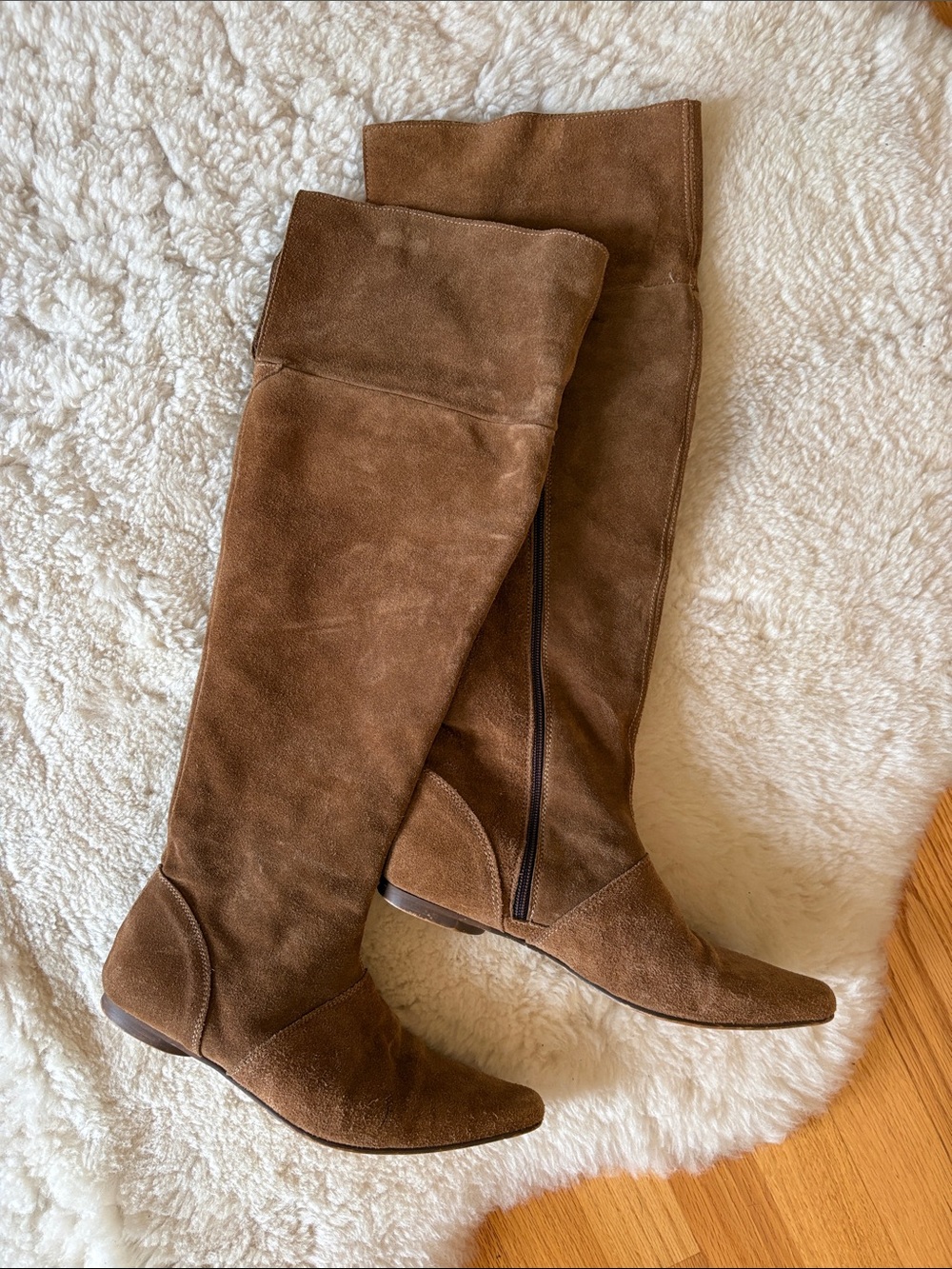 Saks Fifth Avenue Chestnut Suede Over-the-Knee Boots Size 8